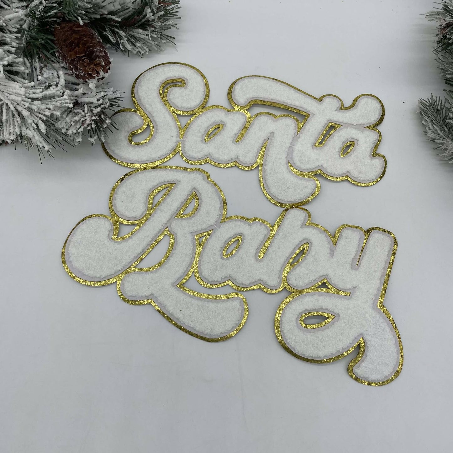 White Santa Baby Chenille Patch