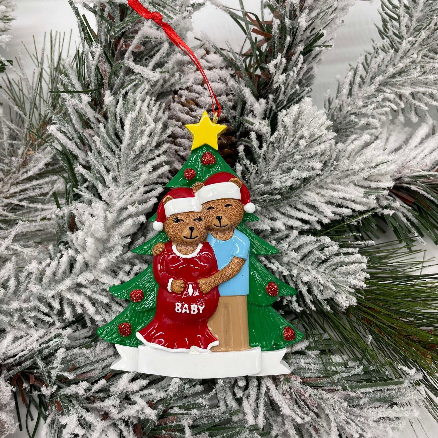 Expecting Bear Family - Polyresin Christmas Ornaments