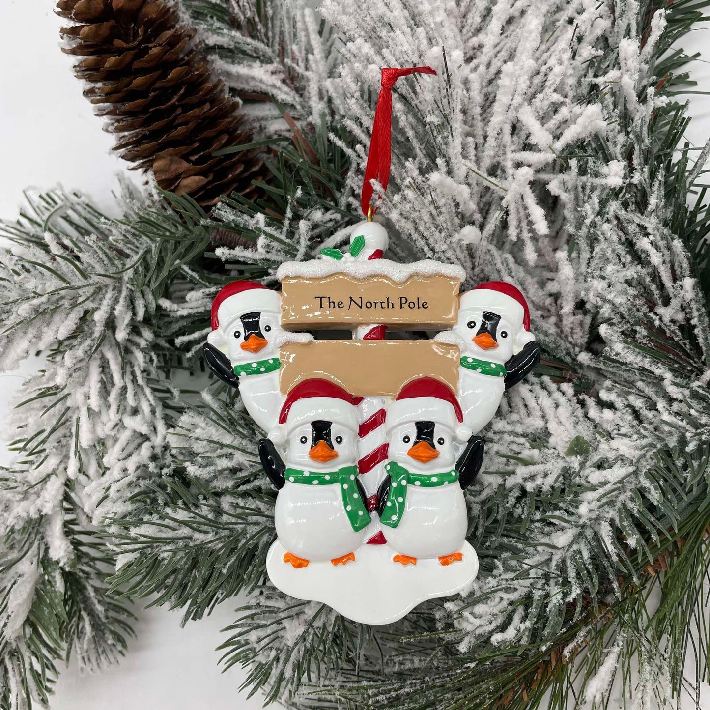 North Pole Penguin Family - Polyresin Christmas Ornaments