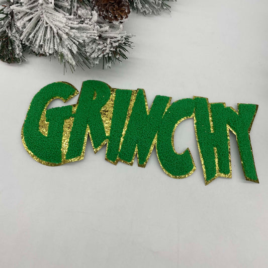 Green Grumpy Chenille Patch