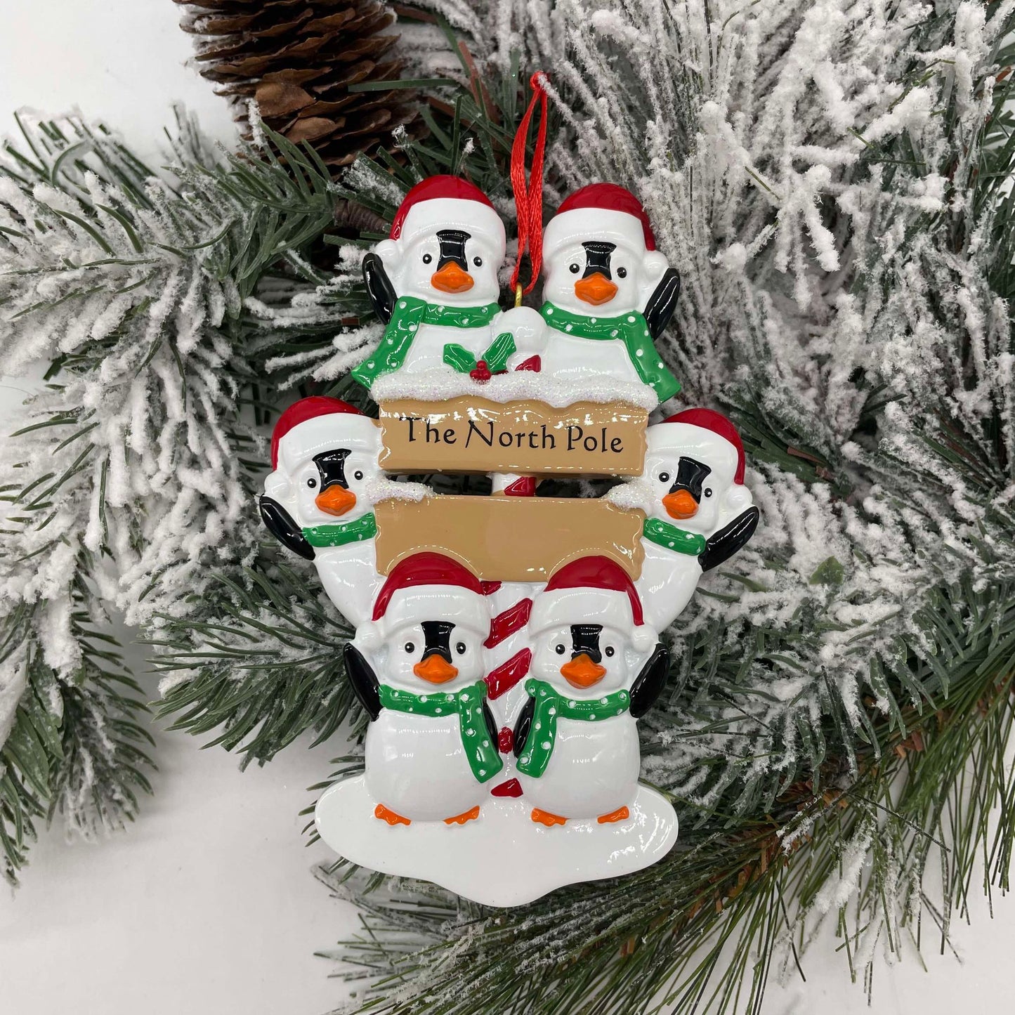 North Pole Penguin Family - Polyresin Christmas Ornaments