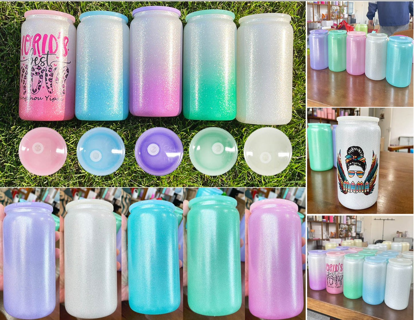 Glitter Sublimation 16oz Glass Libby Can - IN STOCK