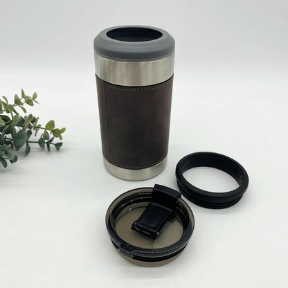 Leather Wrapped Engravable 4in1 Can Coolers