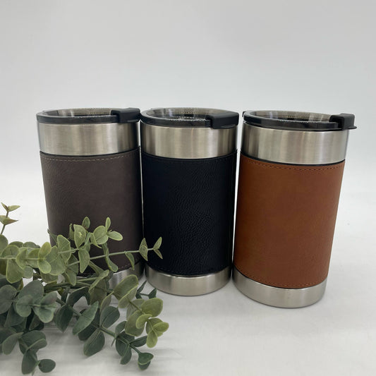 Leather Wrapped Engravable 4in1 Can Coolers
