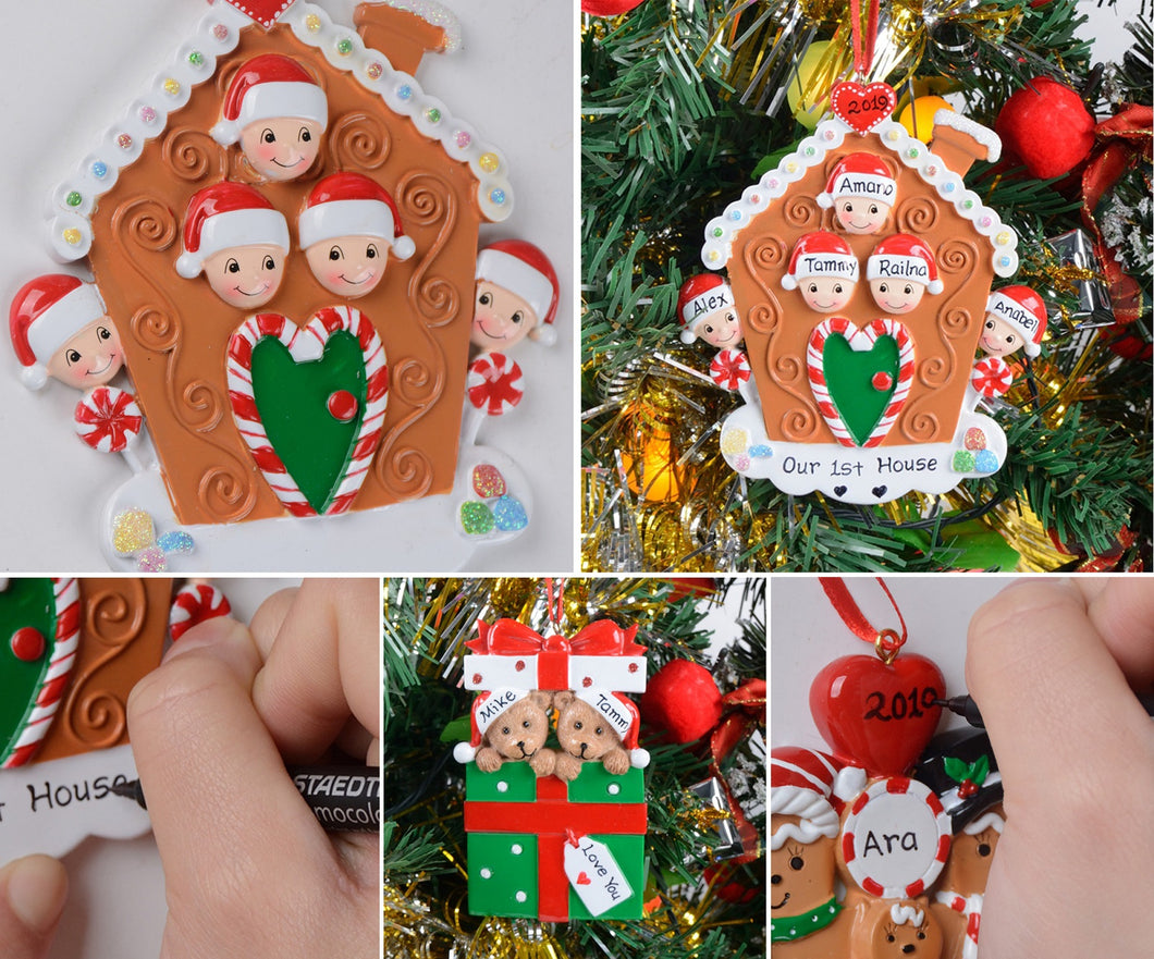 Gingerbread Family - Polyresin Christmas Ornaments