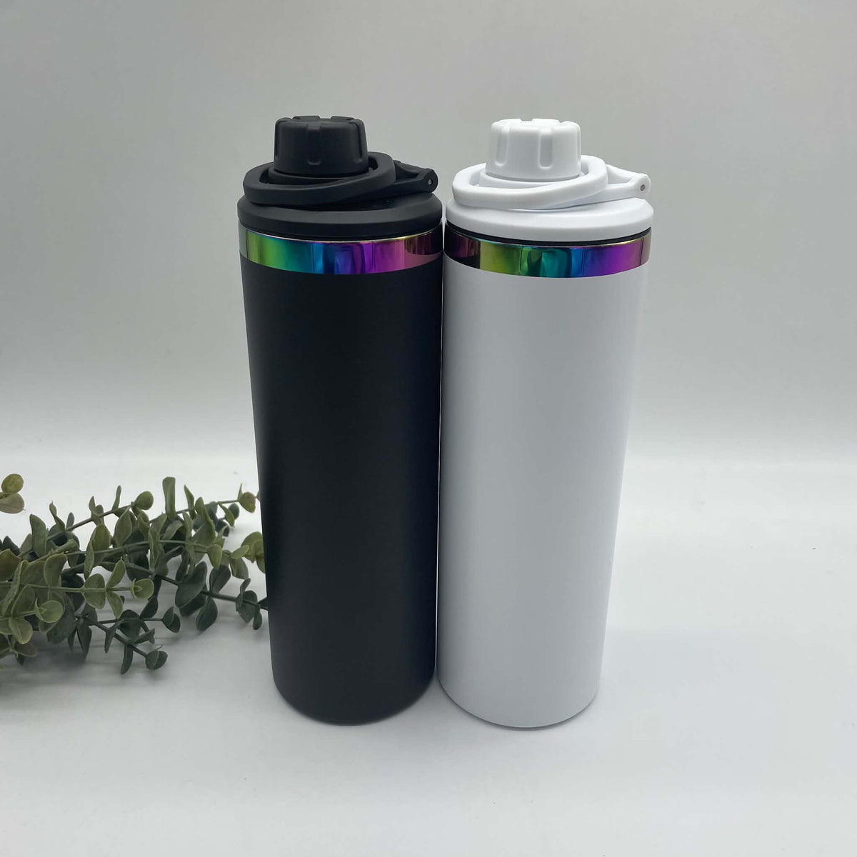 20oz Dual Lid Rainbow Plated Water Bottles