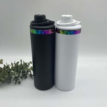 20oz Dual Lid Rainbow Plated Water Bottles