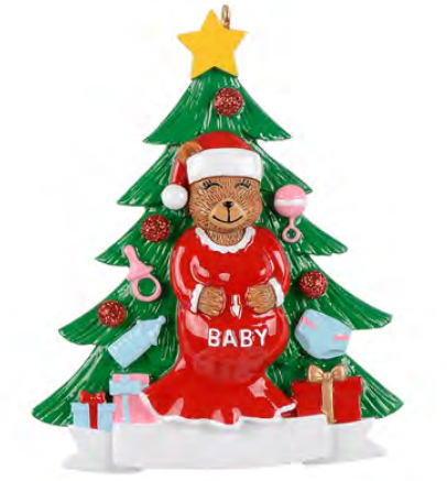 Expecting Bear Family - Polyresin Christmas Ornaments