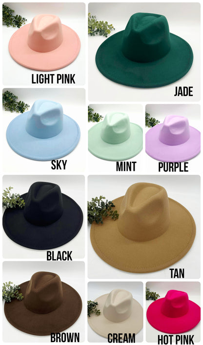 Flat Wide Brim Fedora Style Hat - IN STOCK