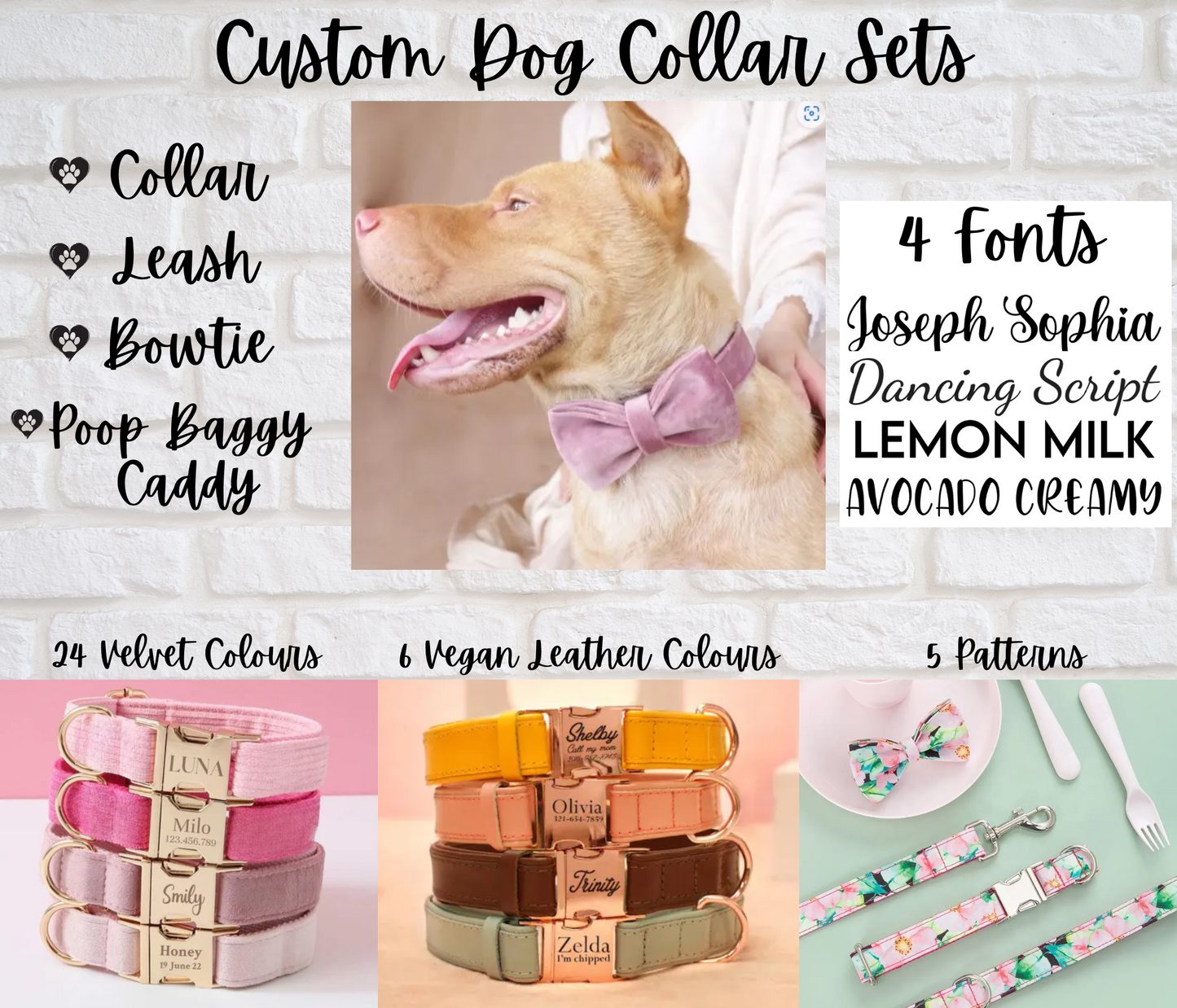 Pattern Print Personalized Dog Collar & Accessories - PRE-ORDER