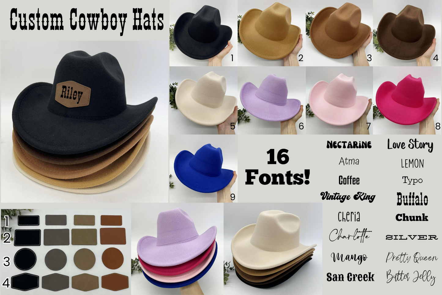 Custom Cowboy Hat with Embroidered Patch