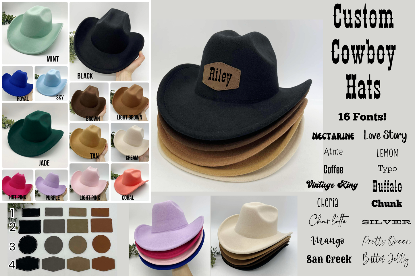 Custom Cowboy Hat with Engraved Patch