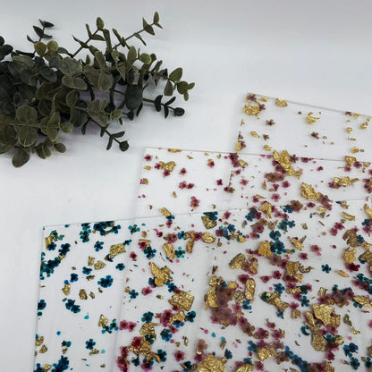 Fuchsia & Gold - Real Flower Cast Acrylic Sheets 1066