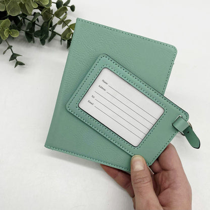 Engravable Passport Holder & Luggage Tag Set