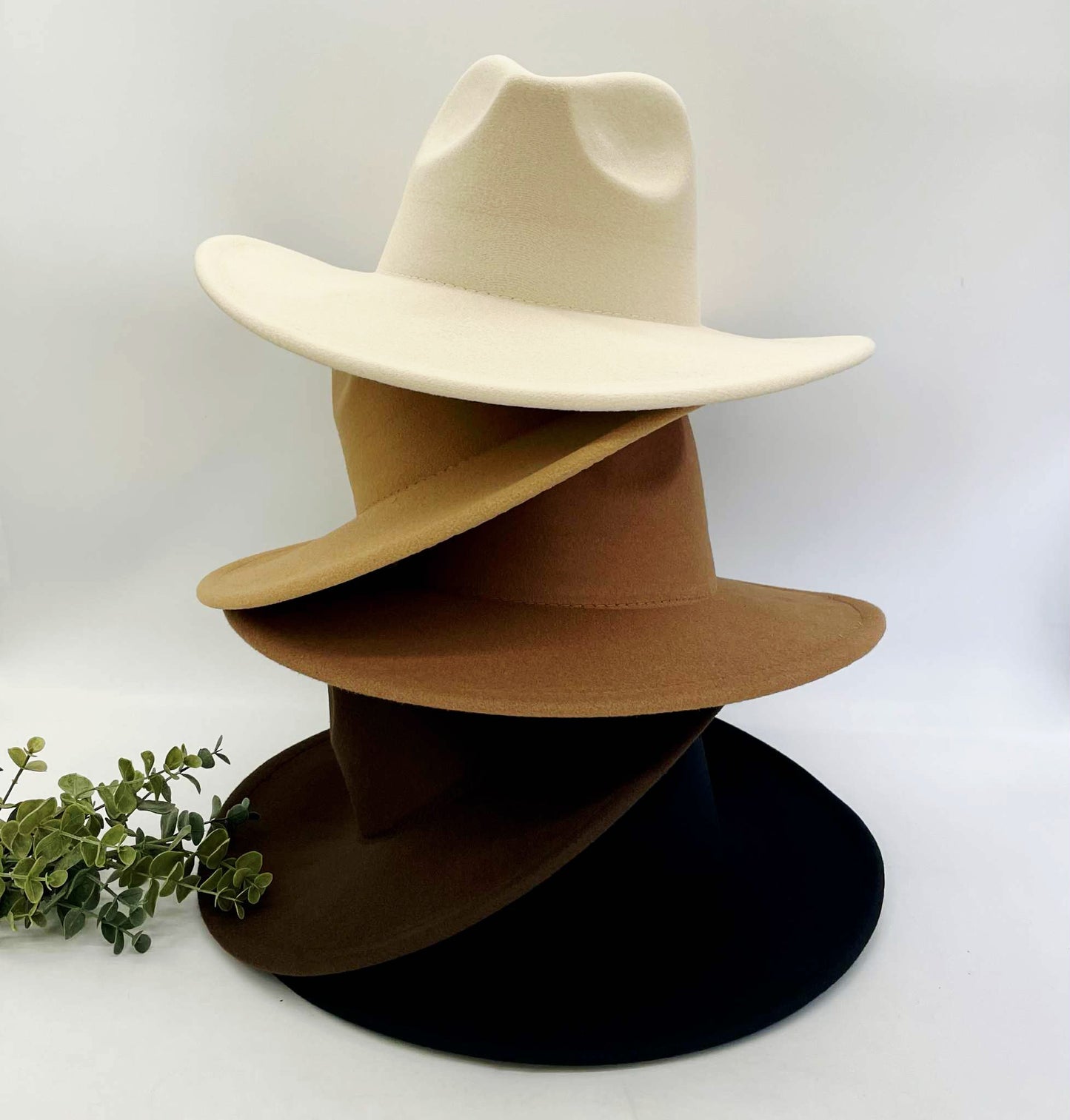 Flat Wide Brim Fedora Style Hat