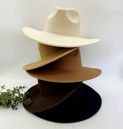 Flat Wide Brim Fedora Style Hat