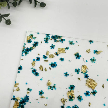 Blue & Gold - Real Flower Cast Acrylic Sheets 1067
