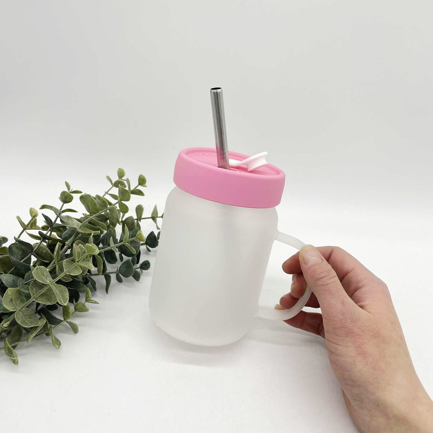 Frosted Mason Jar with Silicone Lid for Sublimation