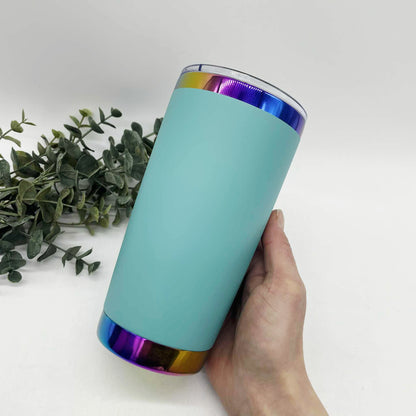 20oz Rainbow Ion Plated Stainless Steel Car Tumbler – Engraving Ready