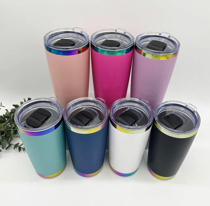 20oz Rainbow Ion Plated Stainless Steel Car Tumbler – Engraving Ready