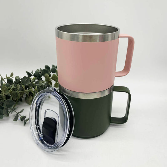 14oz Stacking Powder Coated Camp Cups with Magnetic Lid