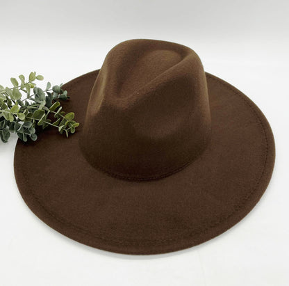 Flat Wide Brim Fedora Style Hat