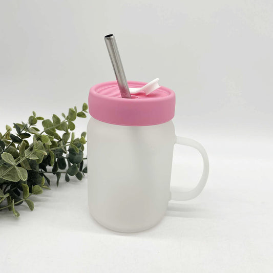 Frosted Mason Jar with Silicone Lid for Sublimation