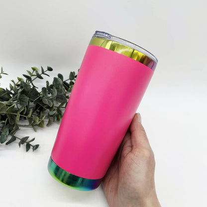 20oz Rainbow Ion Plated Stainless Steel Car Tumbler – Engraving Ready