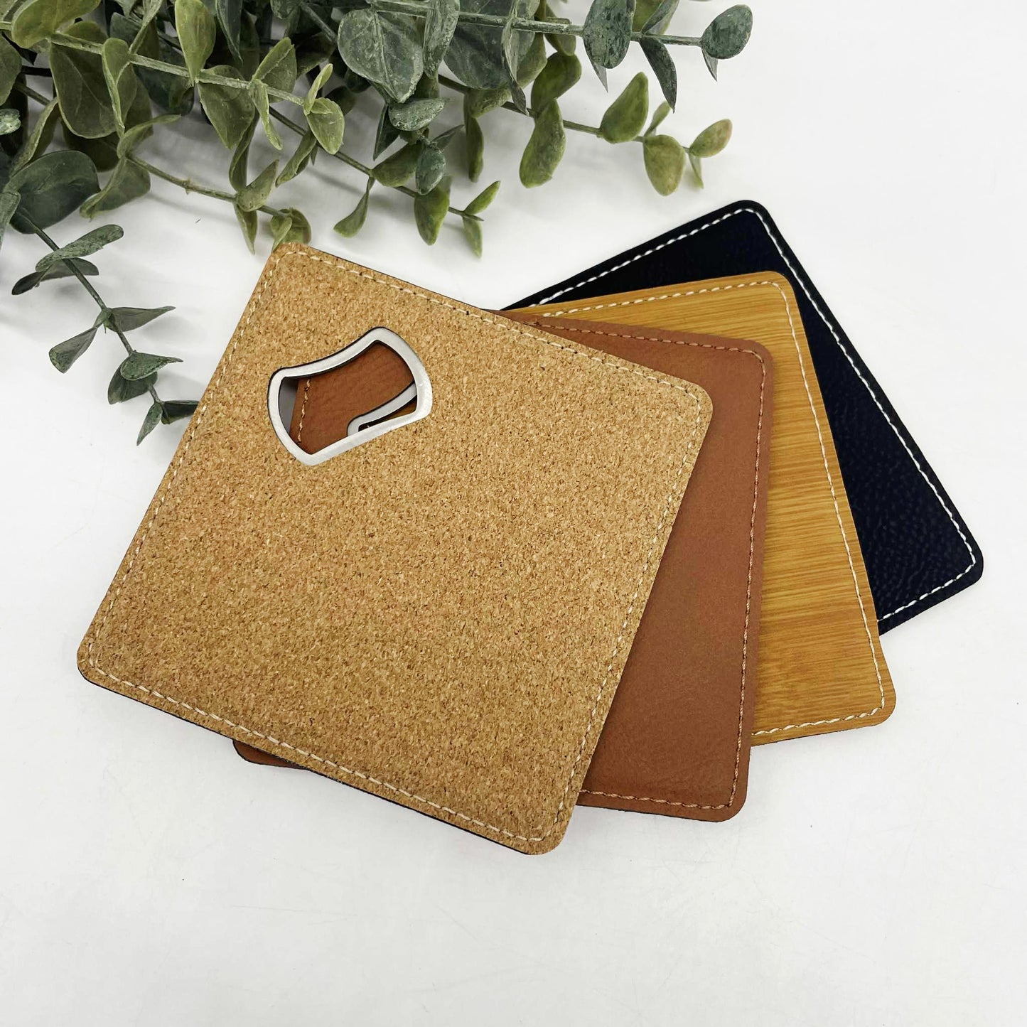 Engravable Coaster with Bottle Opener
