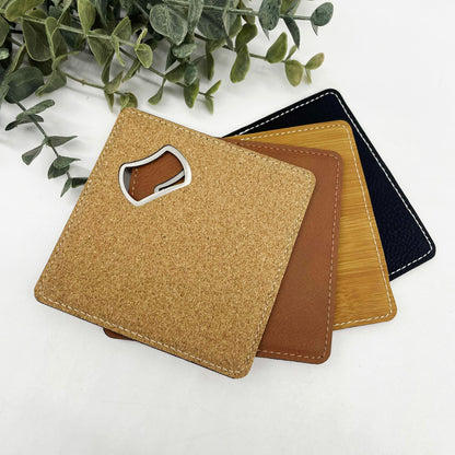 Engravable Coaster with Bottle Opener
