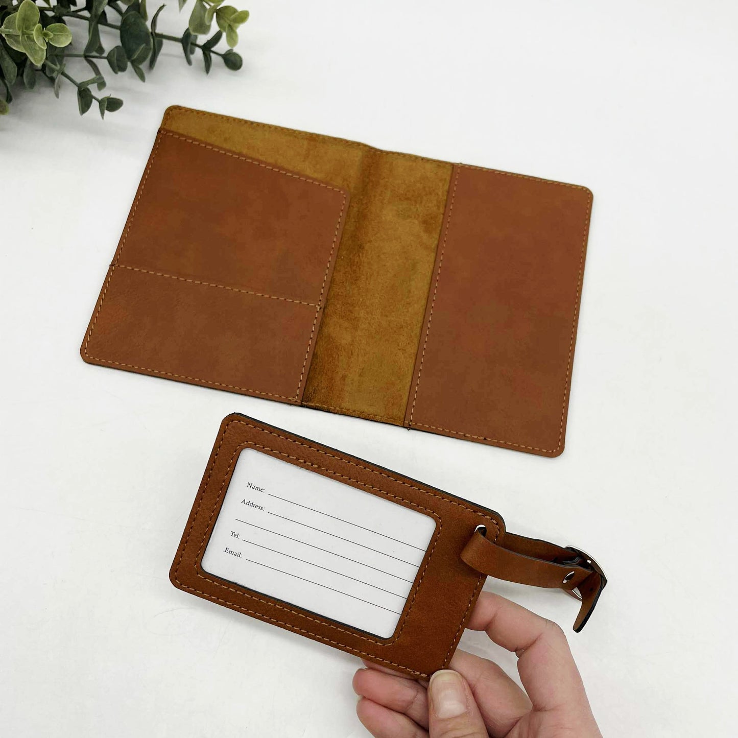 Engravable Passport Holder & Luggage Tag Set