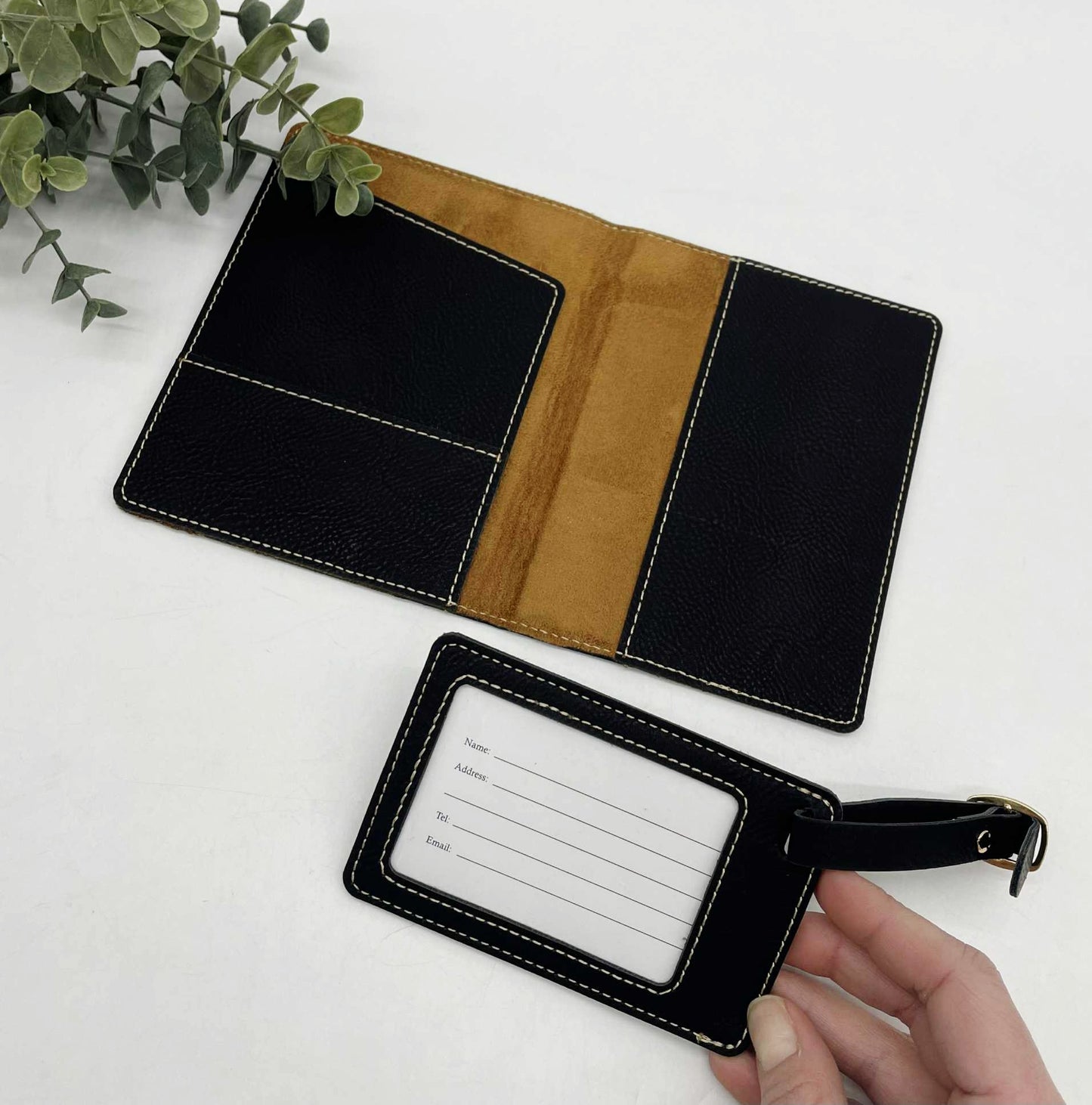 Engravable Passport Holder & Luggage Tag Set