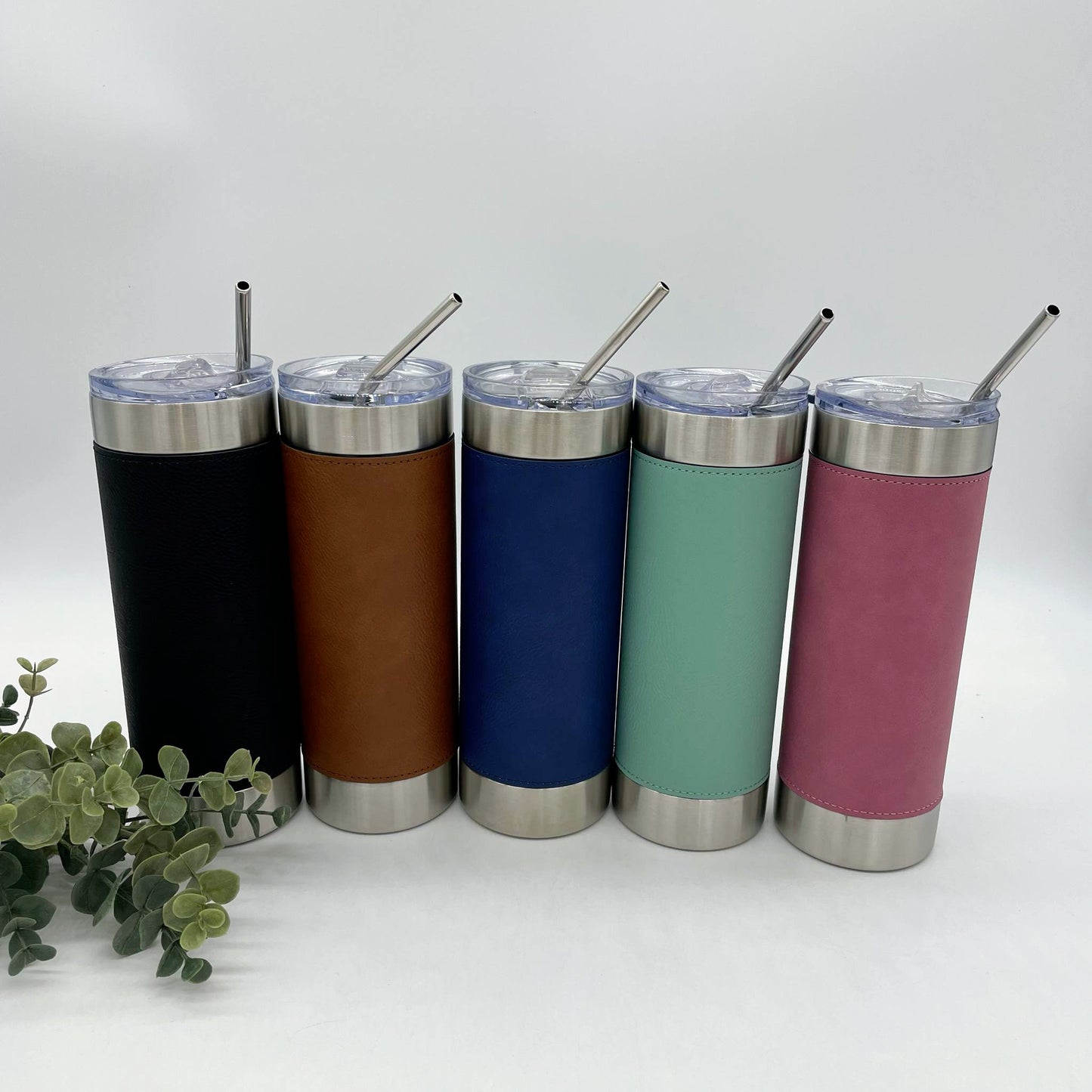 Leather Wrapped Engravable 20oz Skinny