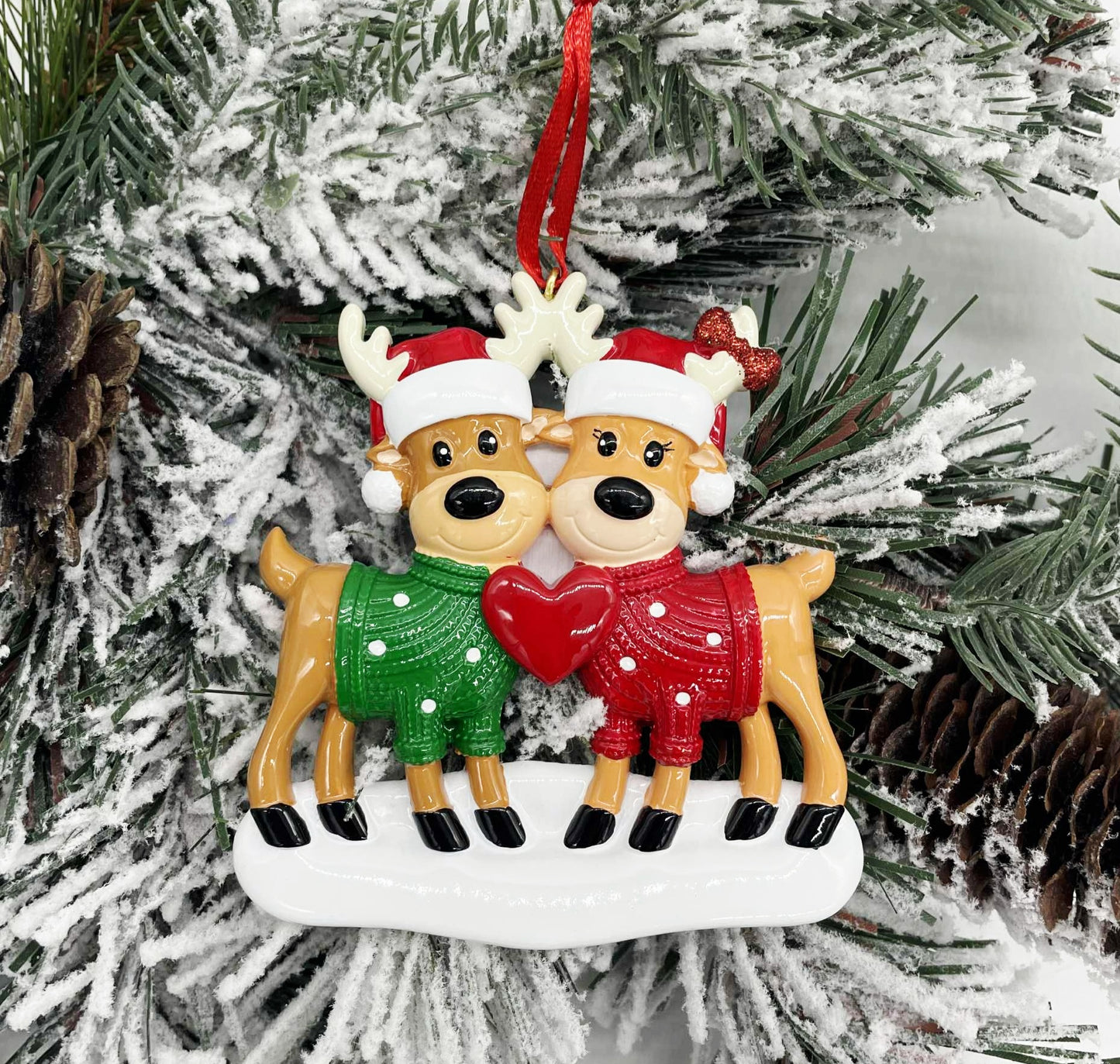 Reindeer Love Cocoa Polyresin Ornament