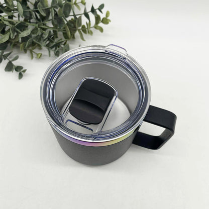 14oz Rainbow Ion Plated Camp Cup with Magnetic Lid – Engraving Ready