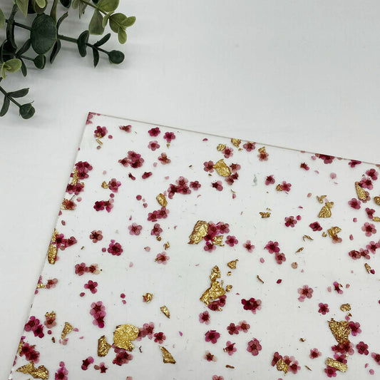 Fuchsia & Gold - Real Flower Cast Acrylic Sheets 1066