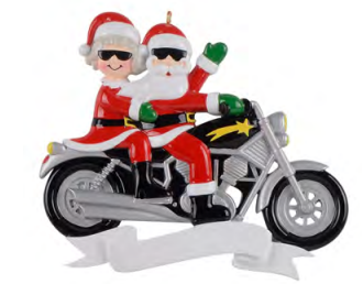 Motorcycle Couple - Polyresin Christmas Ornaments - PRE-ORDER