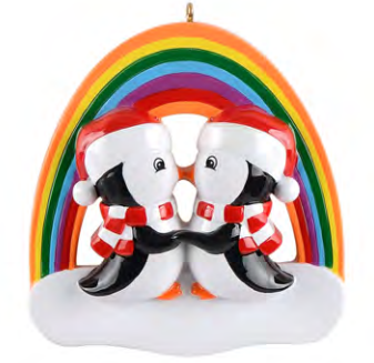Penguin Rainbow Love - Polyresin Christmas Ornaments