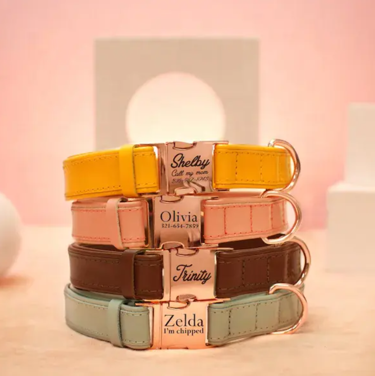 Vegan Leather Personalized Dog Collars - PRE-ORDER