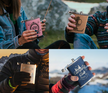 Leather Wrapped Flask for Engraving