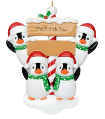 North Pole Penguin Family - Polyresin Christmas Ornaments - Pre-Order