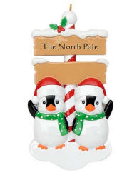 North Pole Penguin Family - Polyresin Christmas Ornaments - Pre-Order