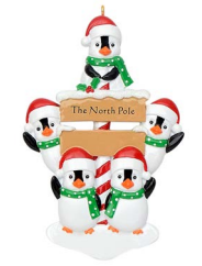 North Pole Penguin Family - Polyresin Christmas Ornaments - Pre-Order