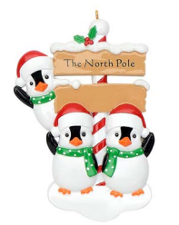 North Pole Penguin Family - Polyresin Christmas Ornaments - Pre-Order