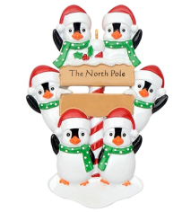 North Pole Penguin Family - Polyresin Christmas Ornaments - Pre-Order