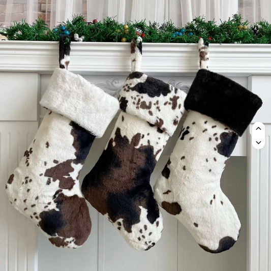Plush Cow Print Stocking - PRE-ORDER