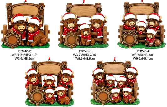Highland Cow Family Polyresin Ornament - PRE-ORDER ETA Mid-Late Oct