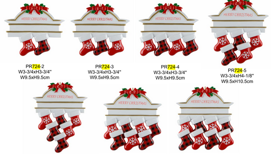 Mantel Stocking Family Polyresin Ornament - PRE-ORDER ETA Mid-Late October