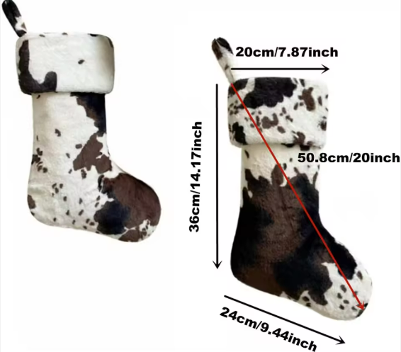 Plush Cow Print Stocking