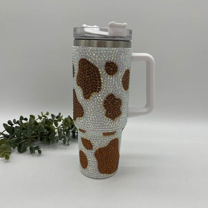 Rhinestone COW PRINT 40oz Tumbler